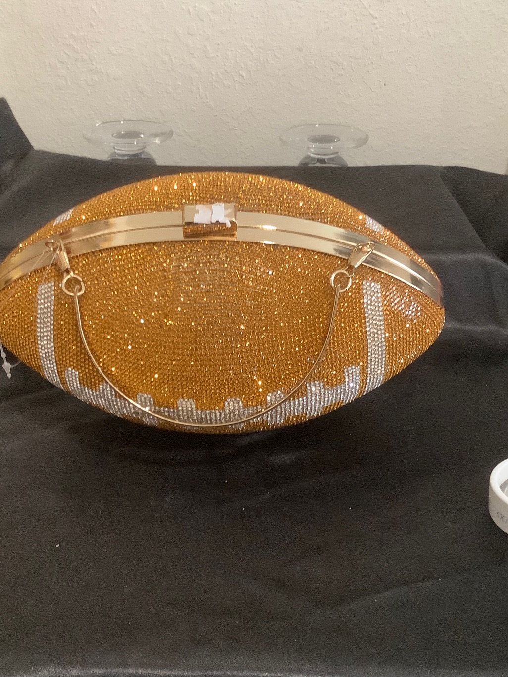 Gold Crystal Football Clutch Bag - Evening Handbag